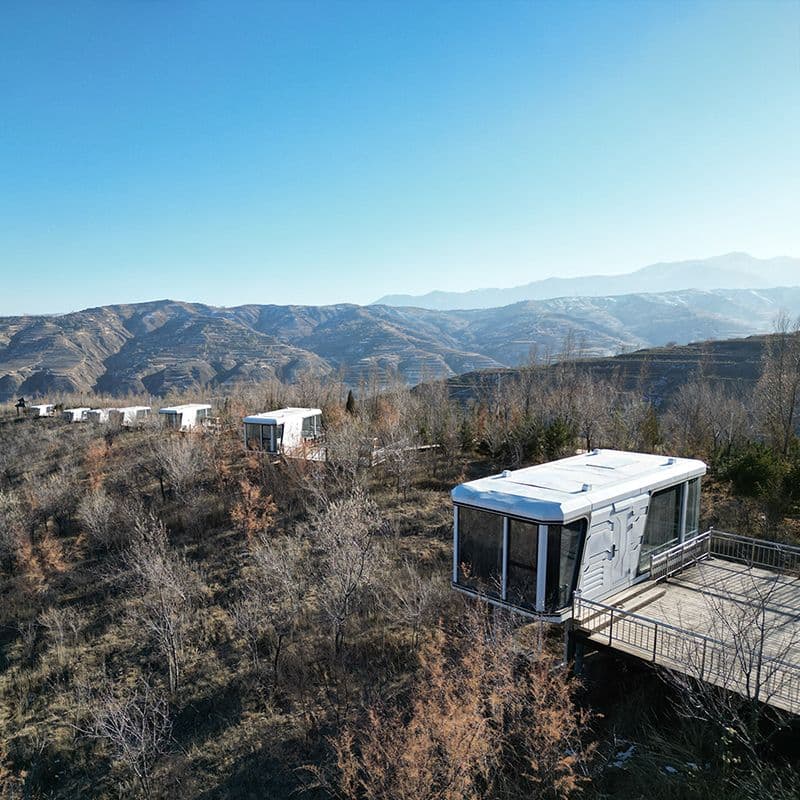 Qinghai capsule project base with mountain landscape setting